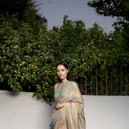 Green Multistripes Classic Saree