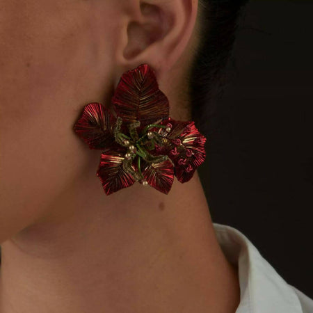 Red Gulmohar Grand Earring