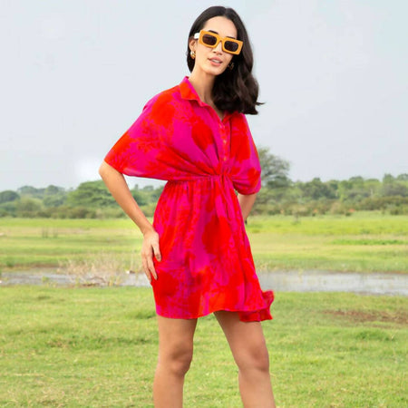 Pink Poppy Shirt Kaftan