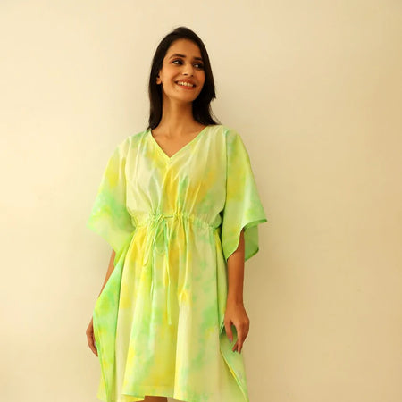 Marigold Tie dye Short kaftan dress