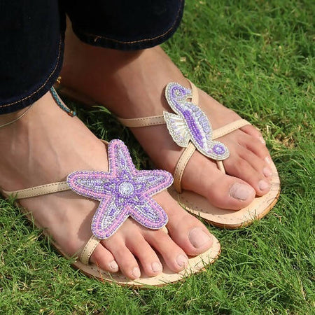 Larry Lilac Seahorse & Starfish Sandals