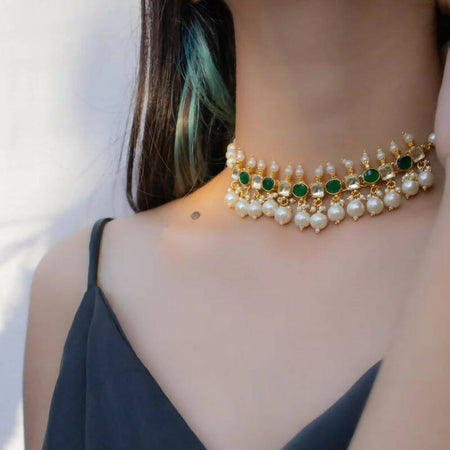 Ivy Green Kundan Choker Necklace